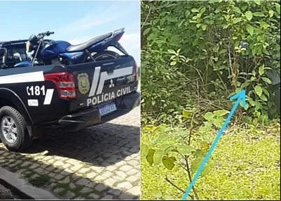 Moto foi encontrada em um matagal