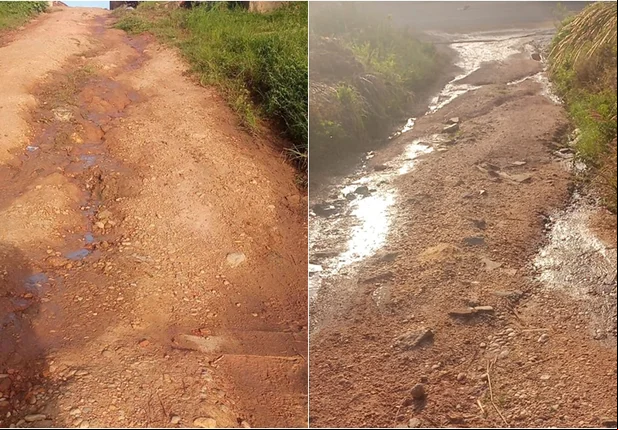 Rua esburacada em residencial no bairro Angelim