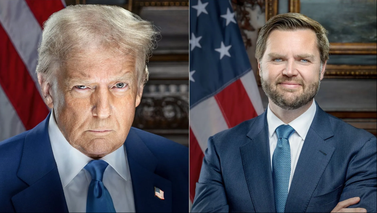 Imagens oficiais de Donald Trump e Vance para o novo Governo dos EUA