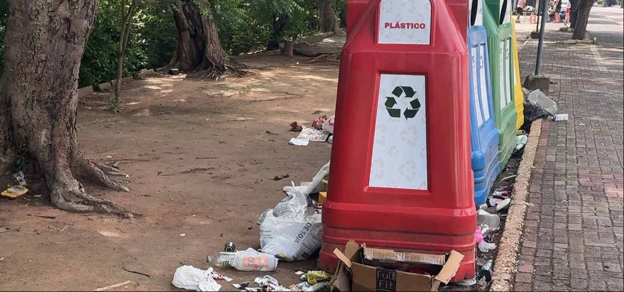 Lixos espalhados pela avenida