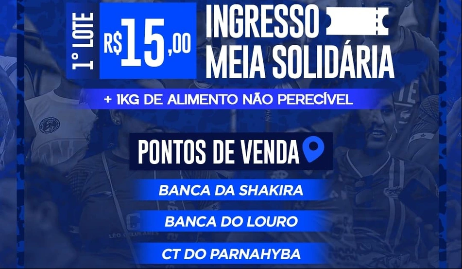 Preço e local de venda para o jogo entre Parnahyba e Oeirense