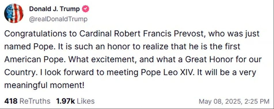 Trump comenta anúncio de primeiro papa americano