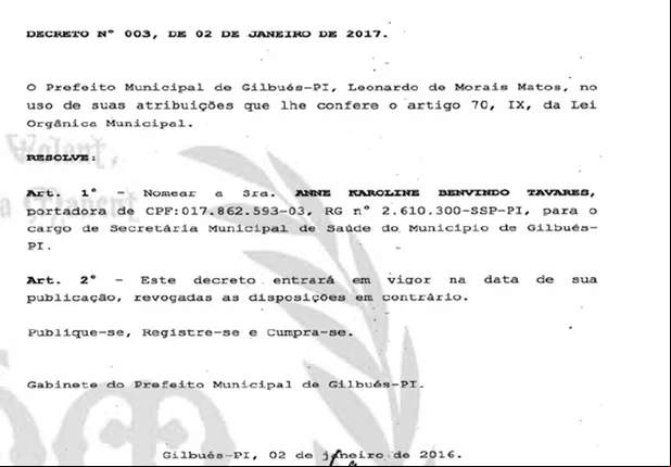 Leo Matos contrata parentes para cargos na prefeitura de Gilbués